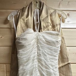 Speechless Junior Mini Dress Sweetheart Neckline White w/ Gold Accents & Wrap Md